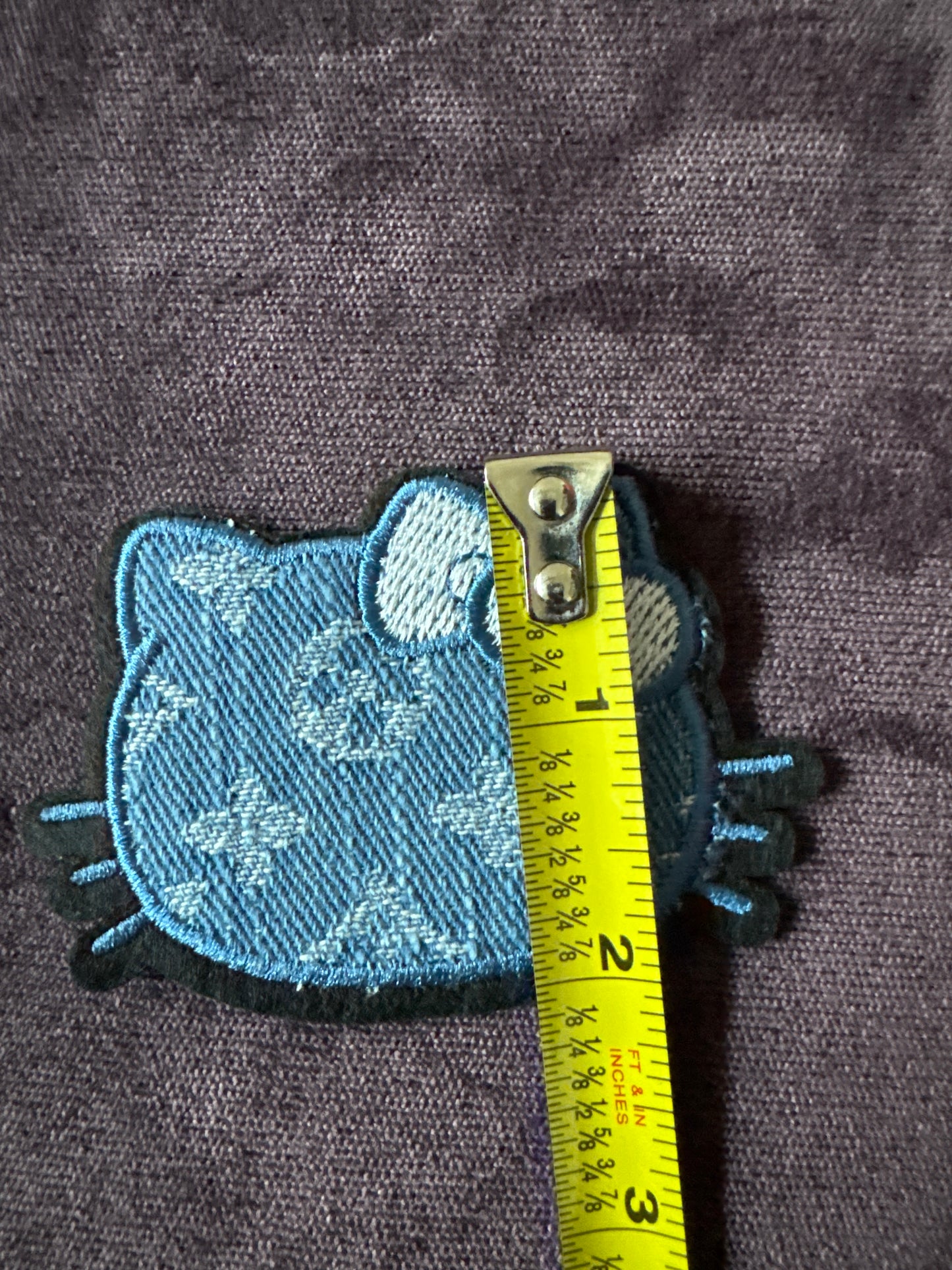 LV Hello Kitty inspired embroidery patch, denim material