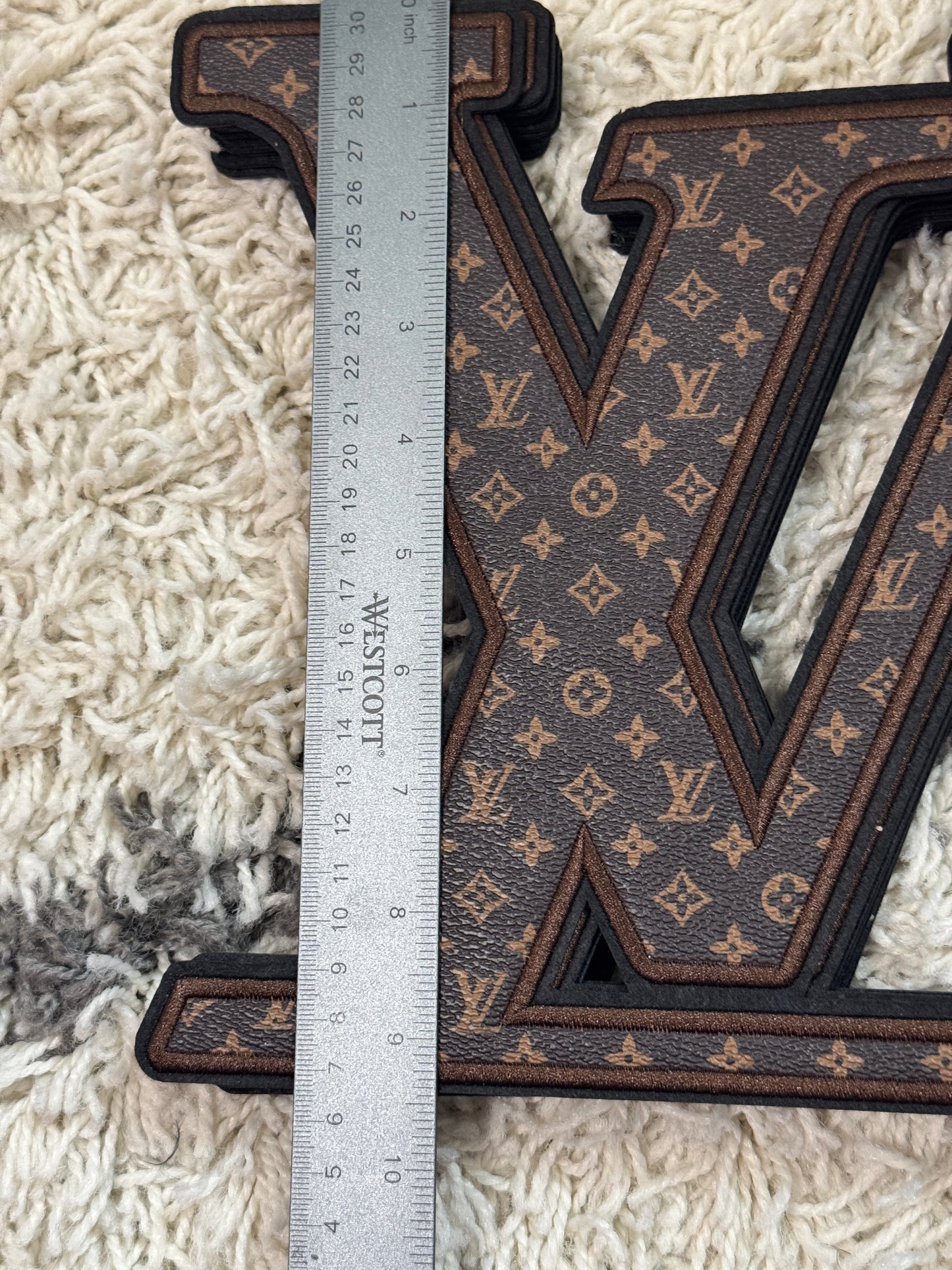 Faux Leather Initial Patches – Premium LV-Inspired Letter Appliques for Custom Apparel