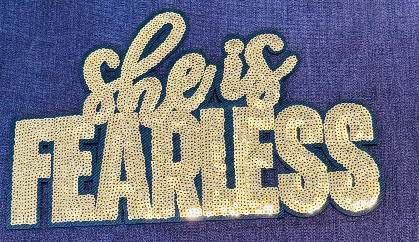 She is Fearless gold sequins patch
