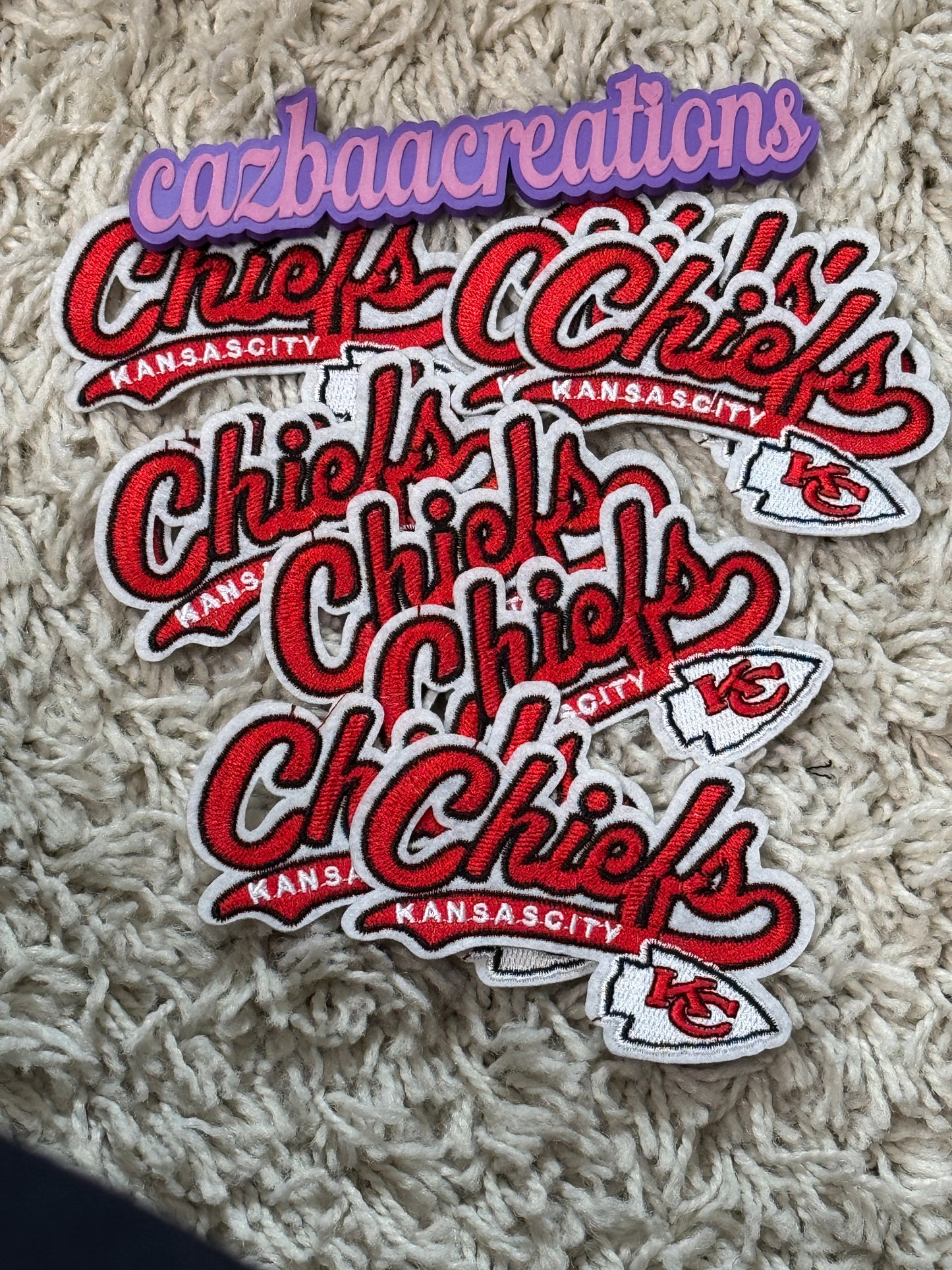 Kansas City Chiefs embroidery patch, cursive font