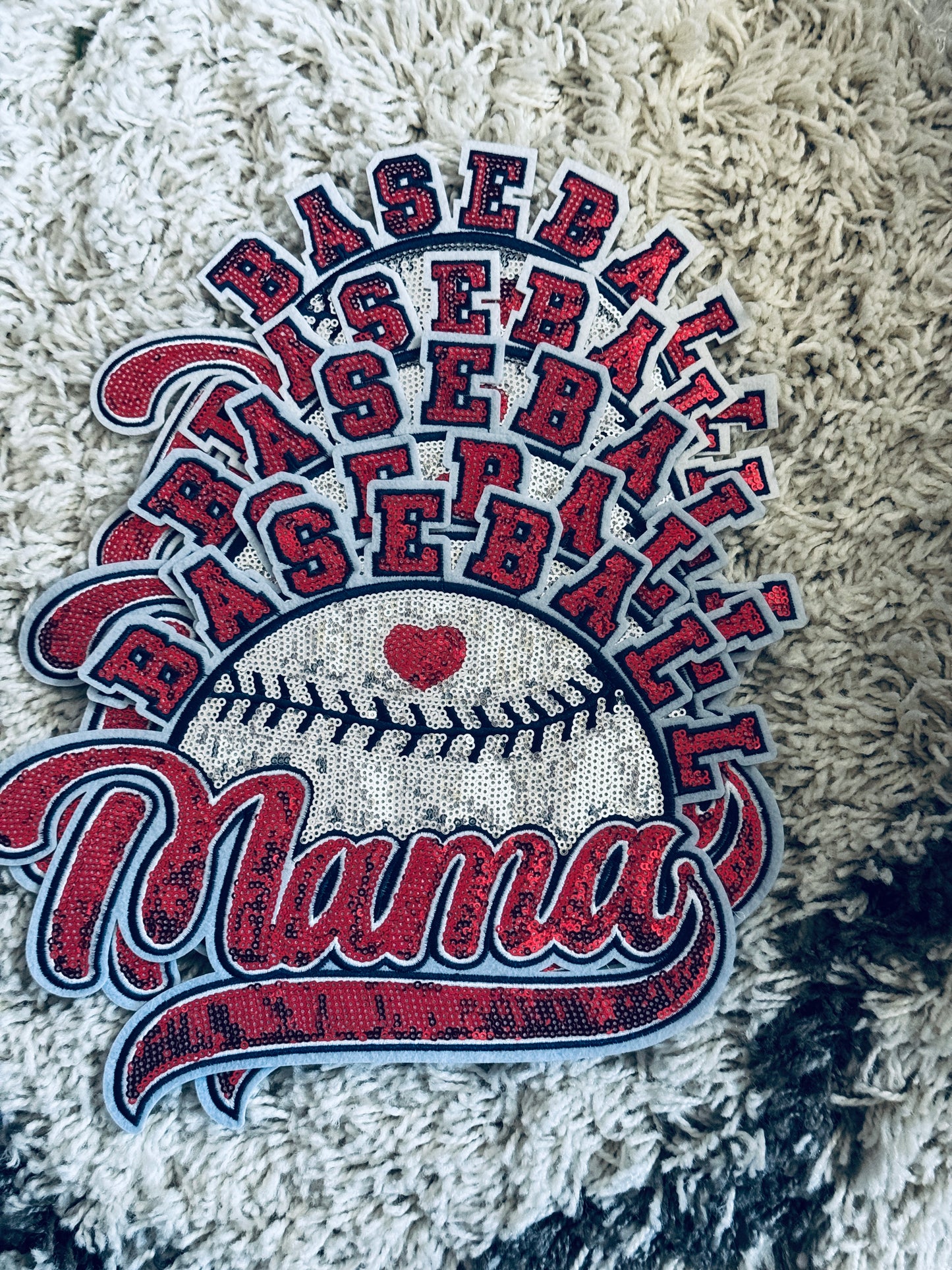 Baseball Mama sequins patch