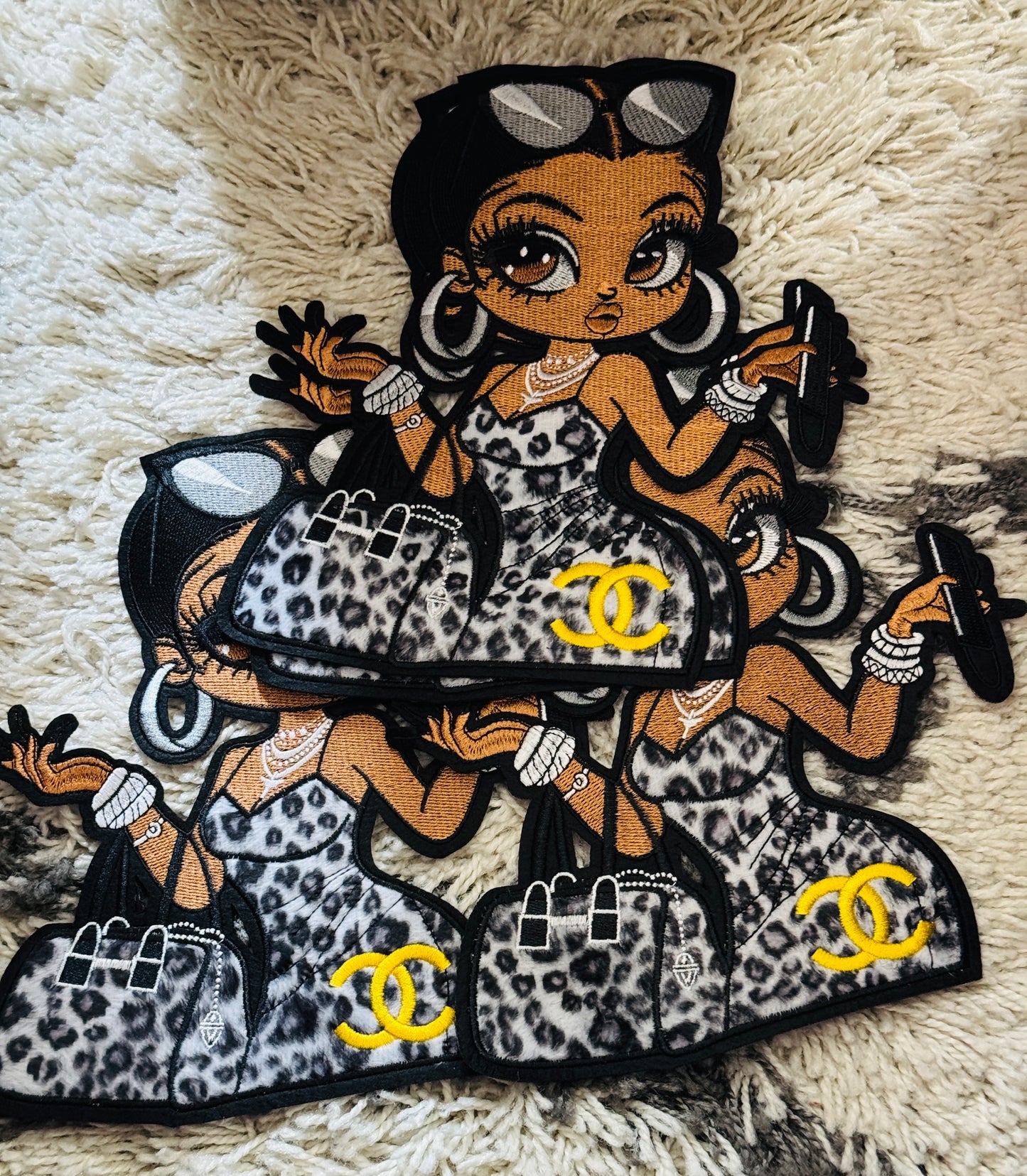 Boss lady embroidery and appliqué patch, African American woman,