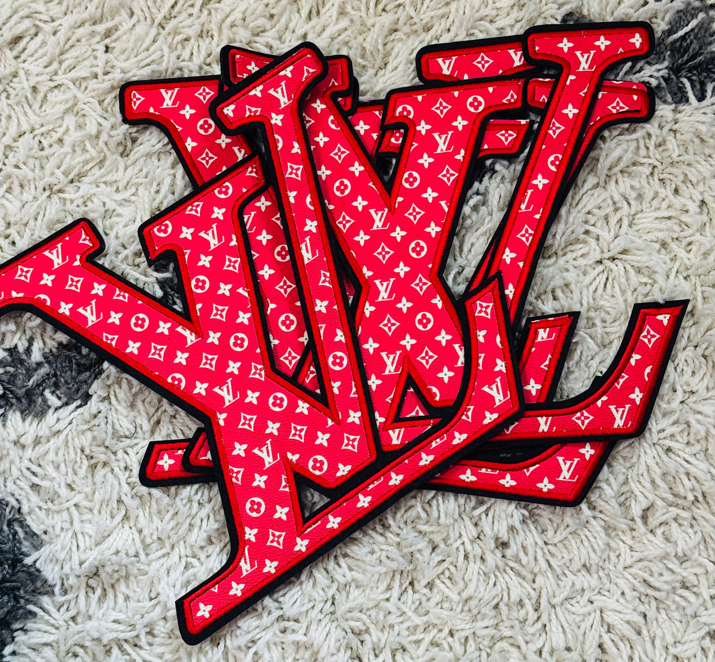 Faux Leather Initial Patches – Premium LV-Inspired Letter Appliques for Custom Apparel