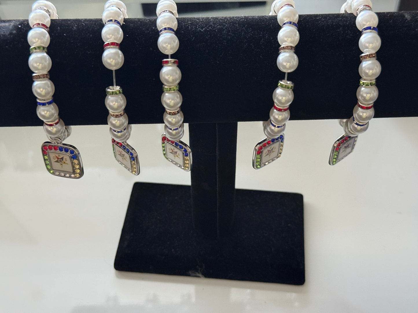 OES: Pearl Bracelet with OES color stones and star studded piece