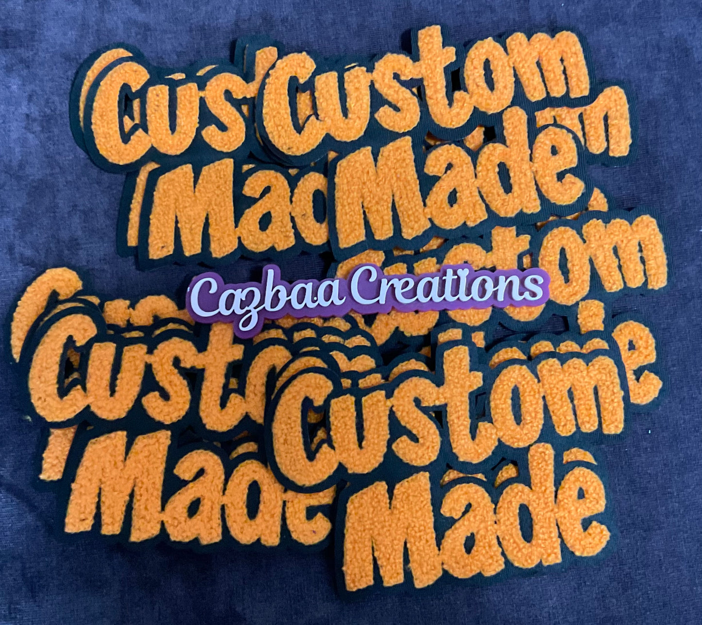 Medium Sized “Custom Made” Chenille Large Embroidery Patch, Orange color