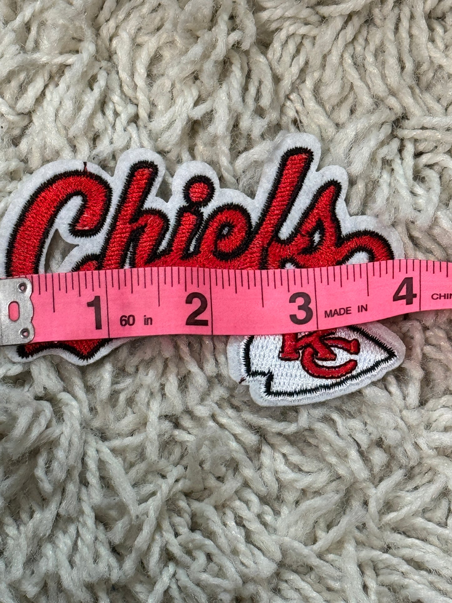 Kansas City Chiefs embroidery patch, cursive font