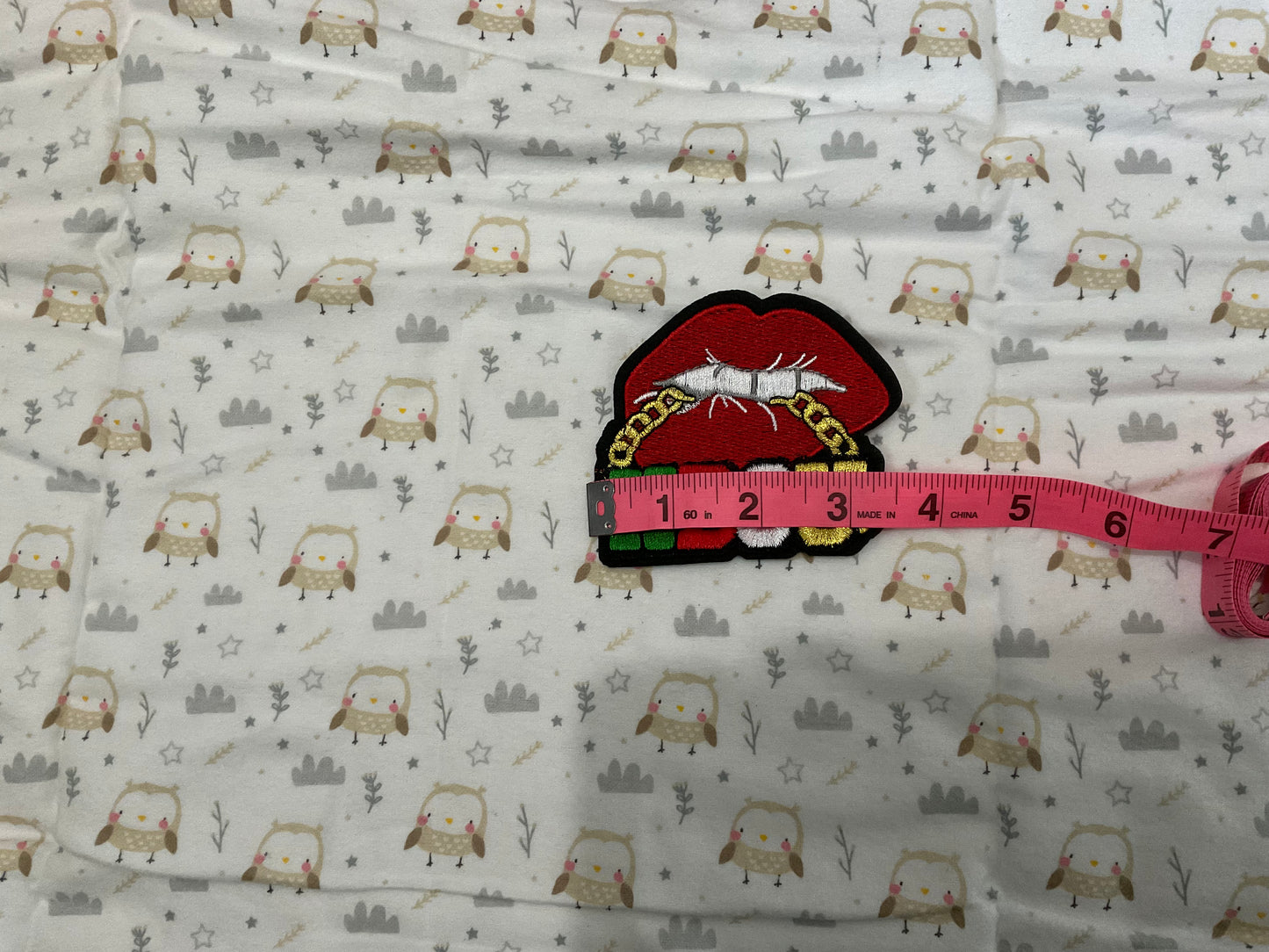 Red Lips “HBCU Gold Chain” Sequin Patch – 3.25 x 3.0 inches