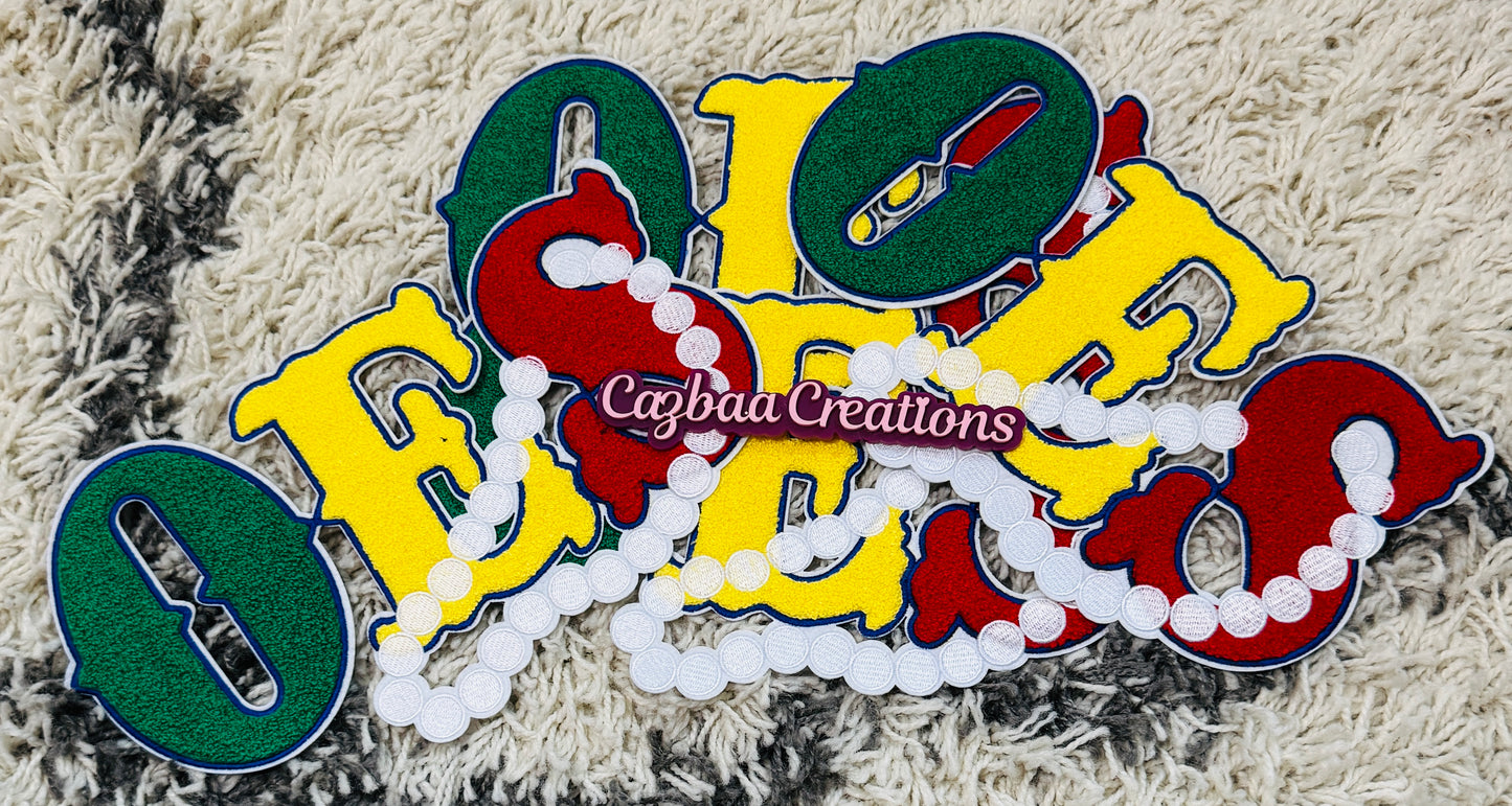 OES with pearl design embroidery patch