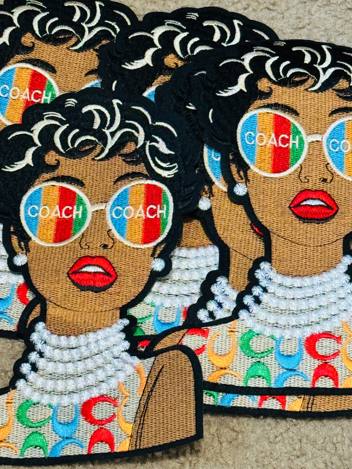 Madam Coach embroidery patch - Large colorful patch, glamour