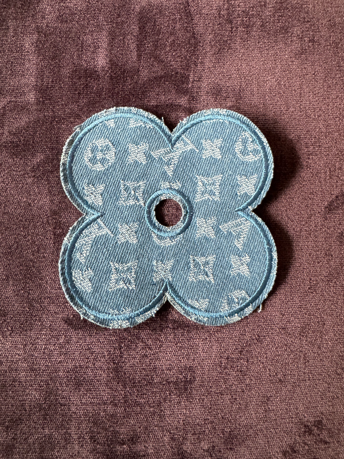 Denim LV inspired flower design, embroidery