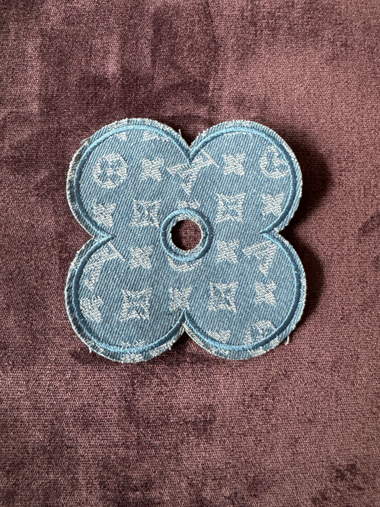 Denim LV inspired flower design, embroidery