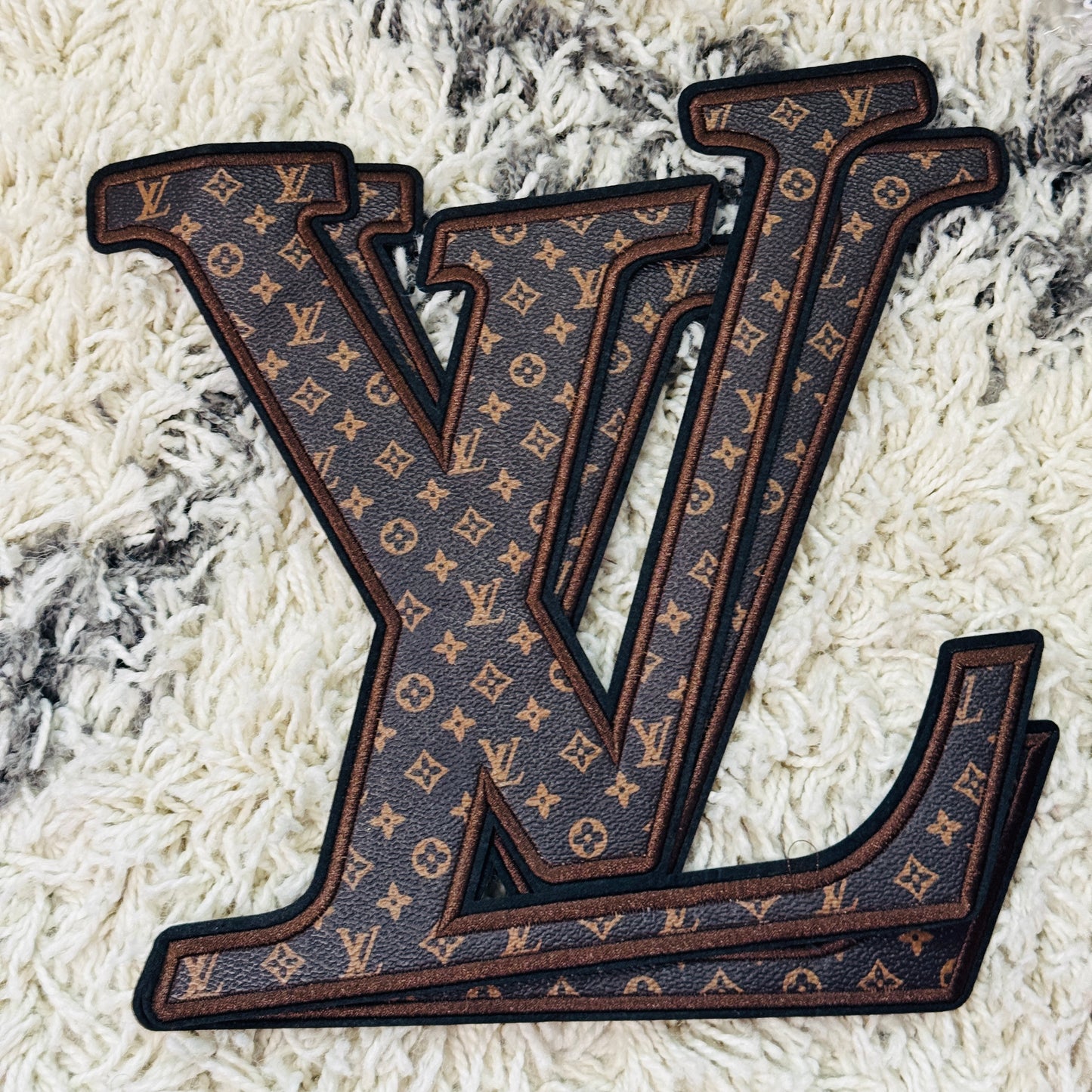 Faux Leather Initial Patches – Premium LV-Inspired Letter Appliques for Custom Apparel