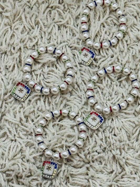 OES: Pearl Bracelet with OES color stones and star studded piece