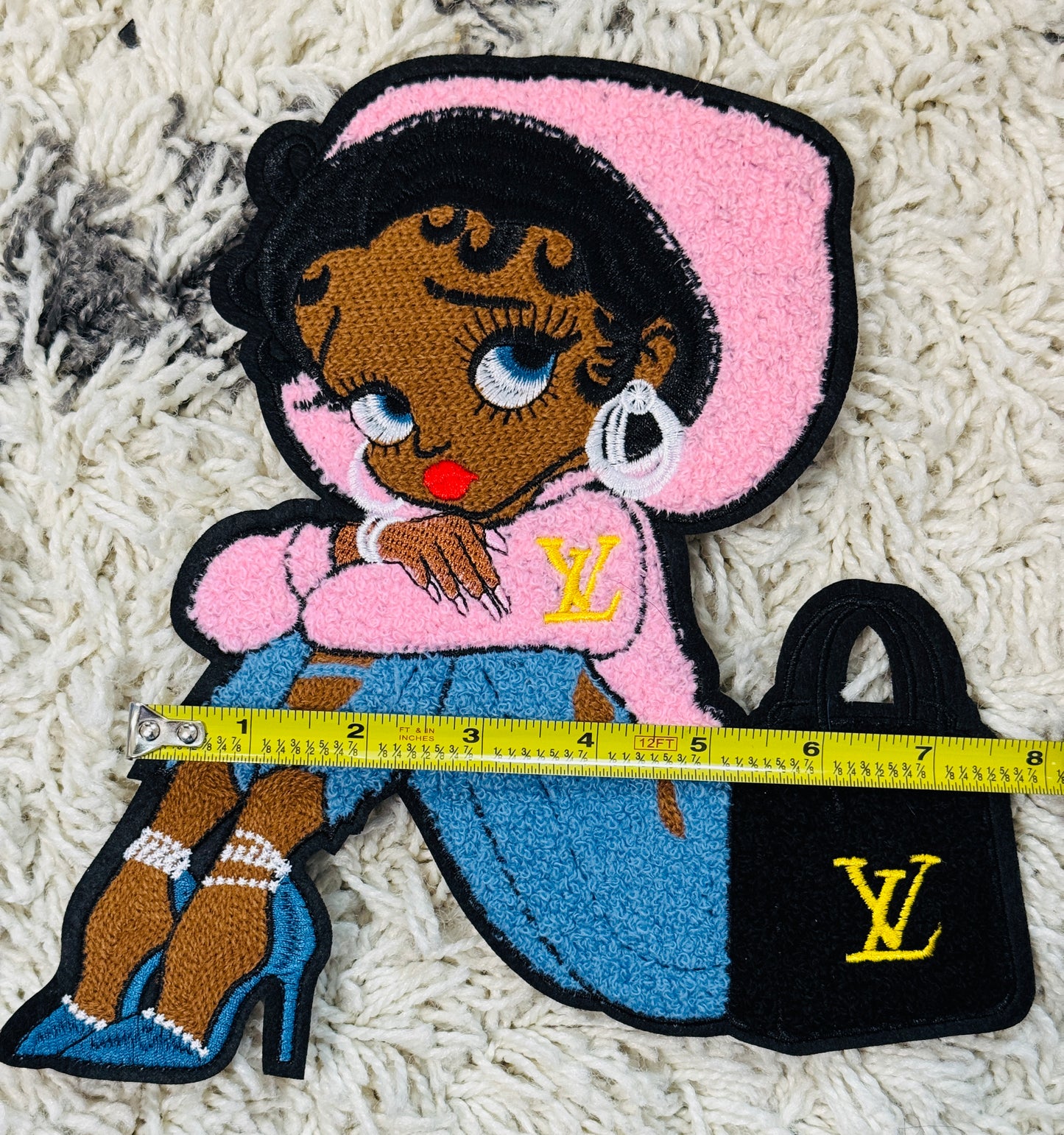 soft girl Betty chenille embroidery Patch,Luxury bag embroidered, African American fashion