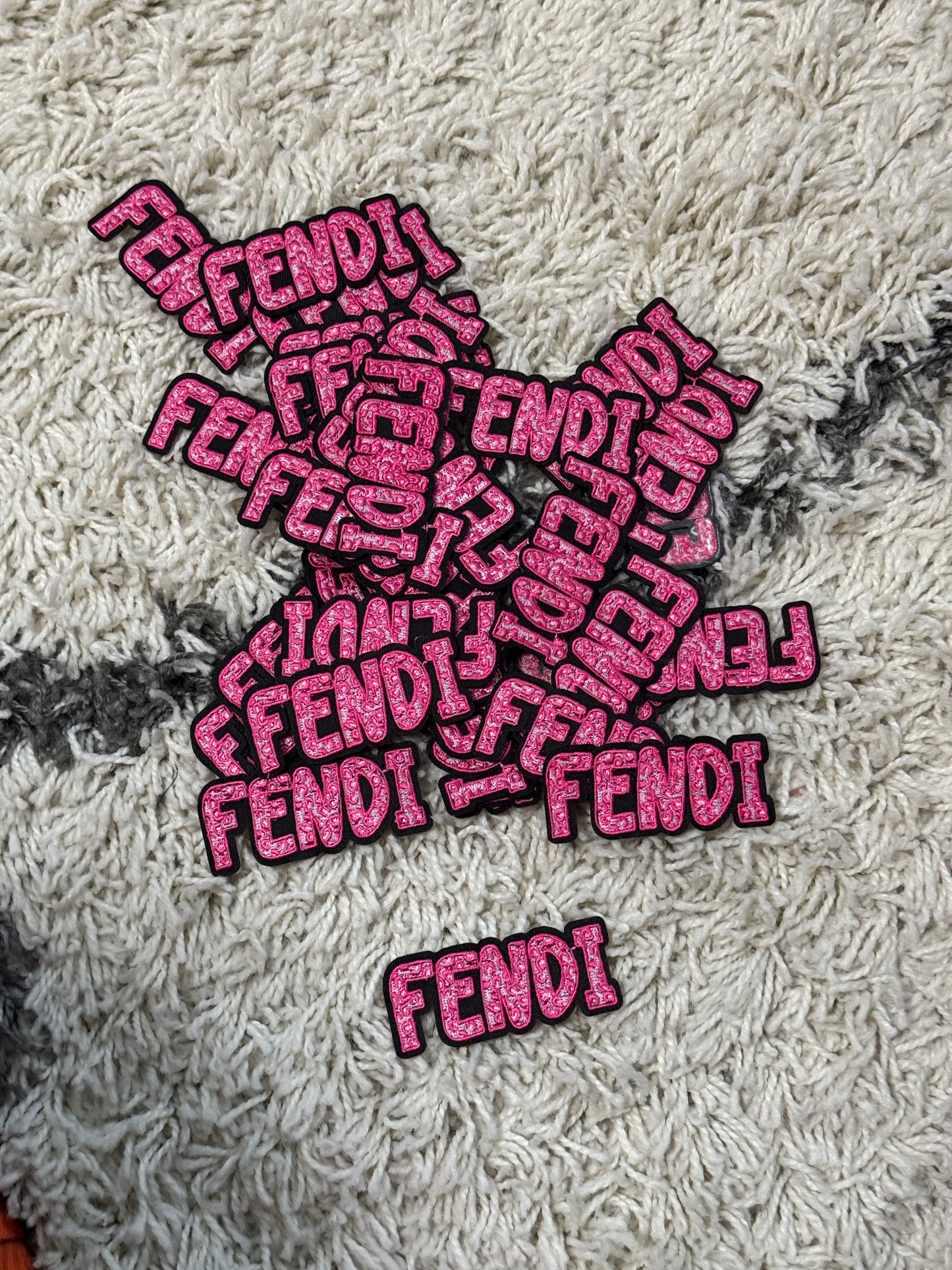 Pink Fendi  embroidery word patch