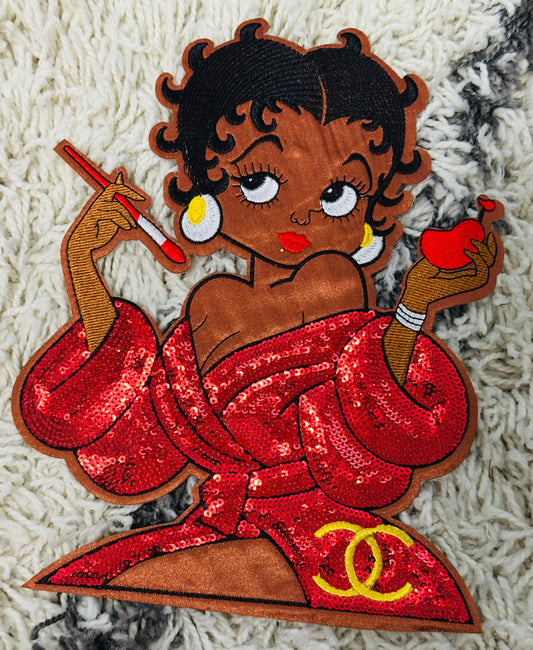 Red Beauty Diva, sequins dressed, makeup beauty,