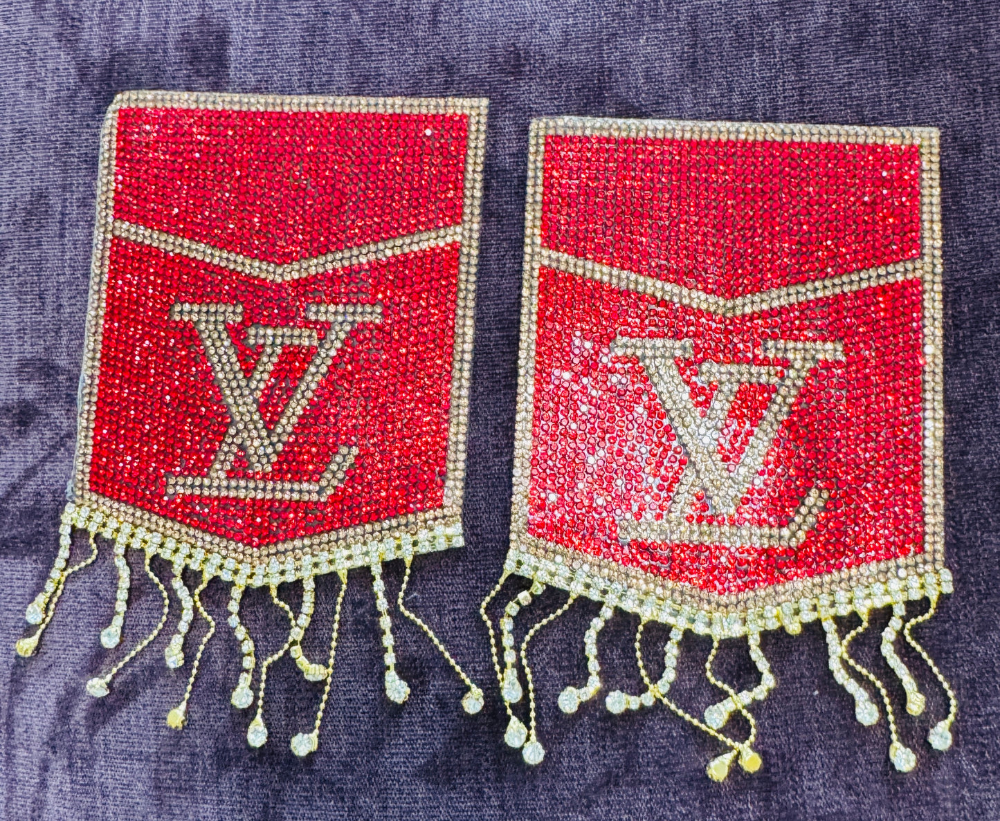 LV Pocket Rhinestones - red trimmed in gold
