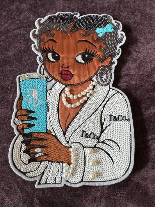 Tiffany Betty Inspired sequins patch with pearl adornment, beauty, fashionista