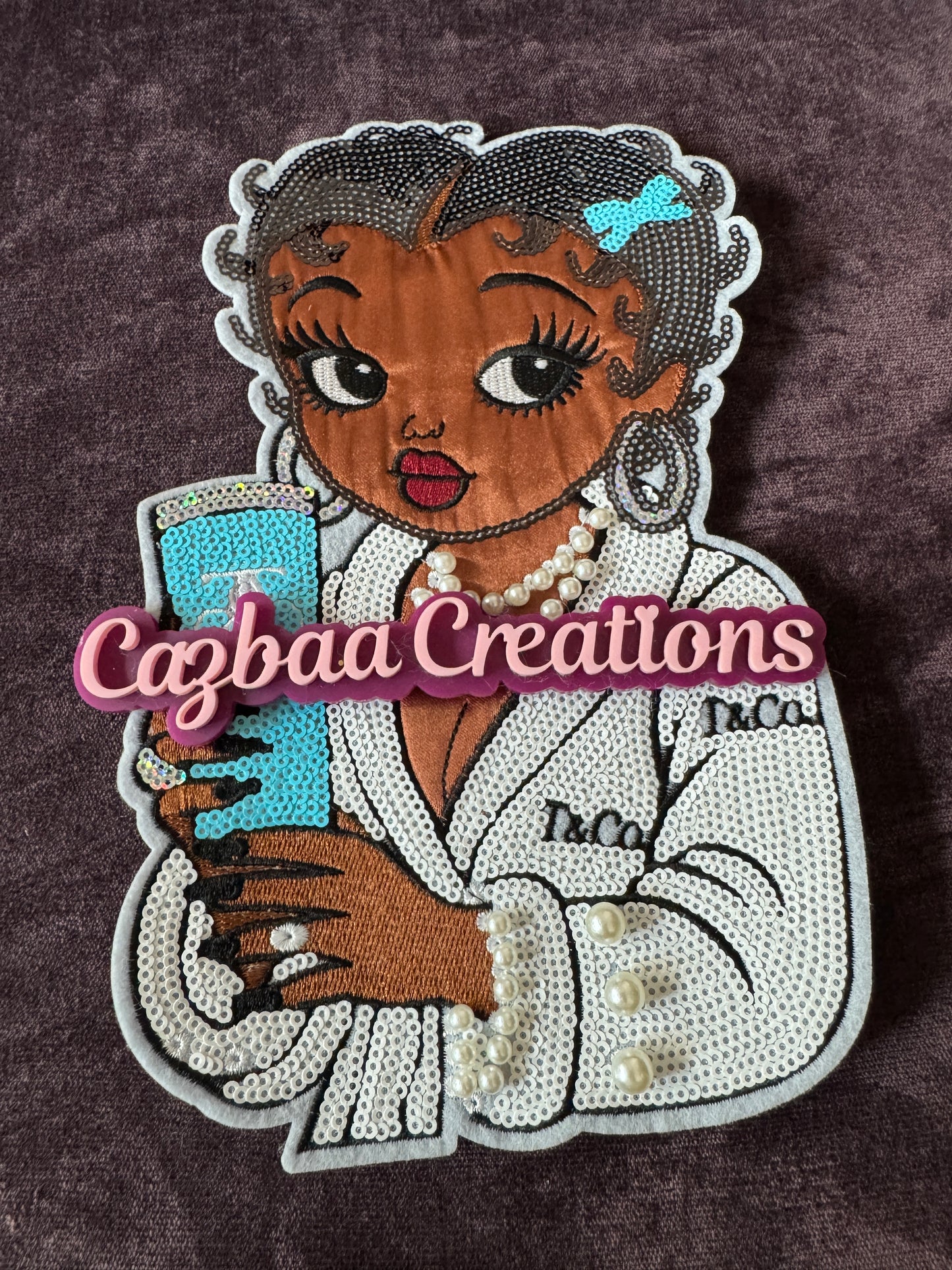Tiffany Betty Inspired sequins patch with pearl adornment, beauty, fashionista