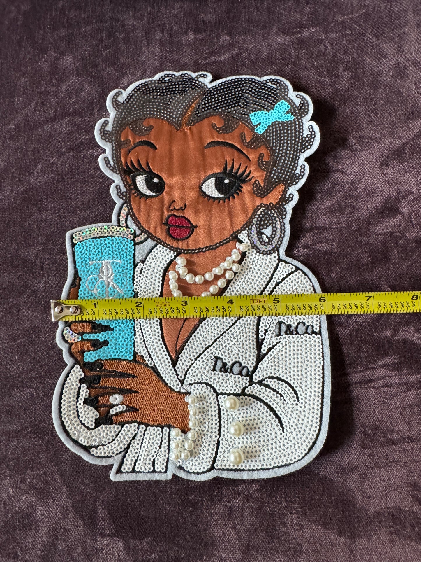 Tiffany Betty Inspired sequins patch with pearl adornment, beauty, fashionista