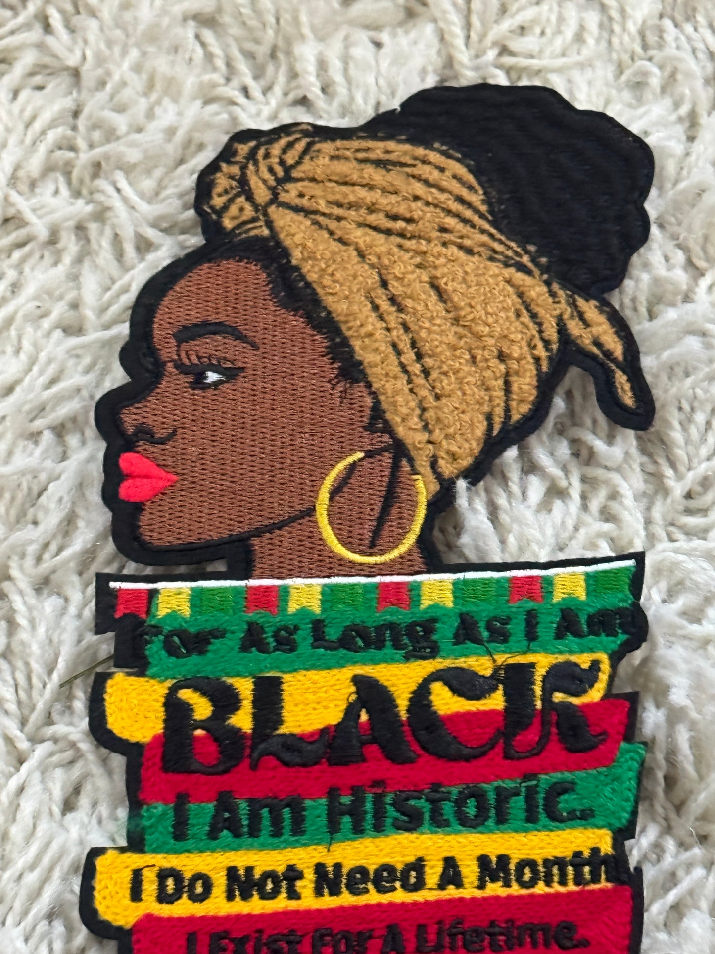 For as long as I am Black embroidery patch