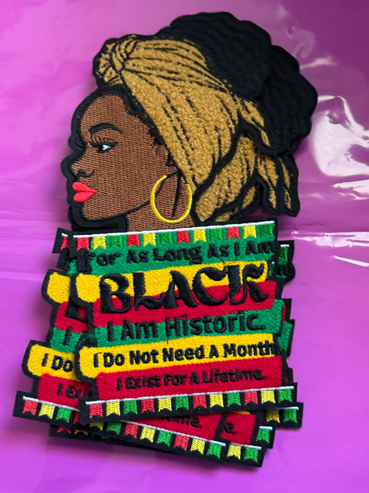 For as long as I am Black embroidery patch