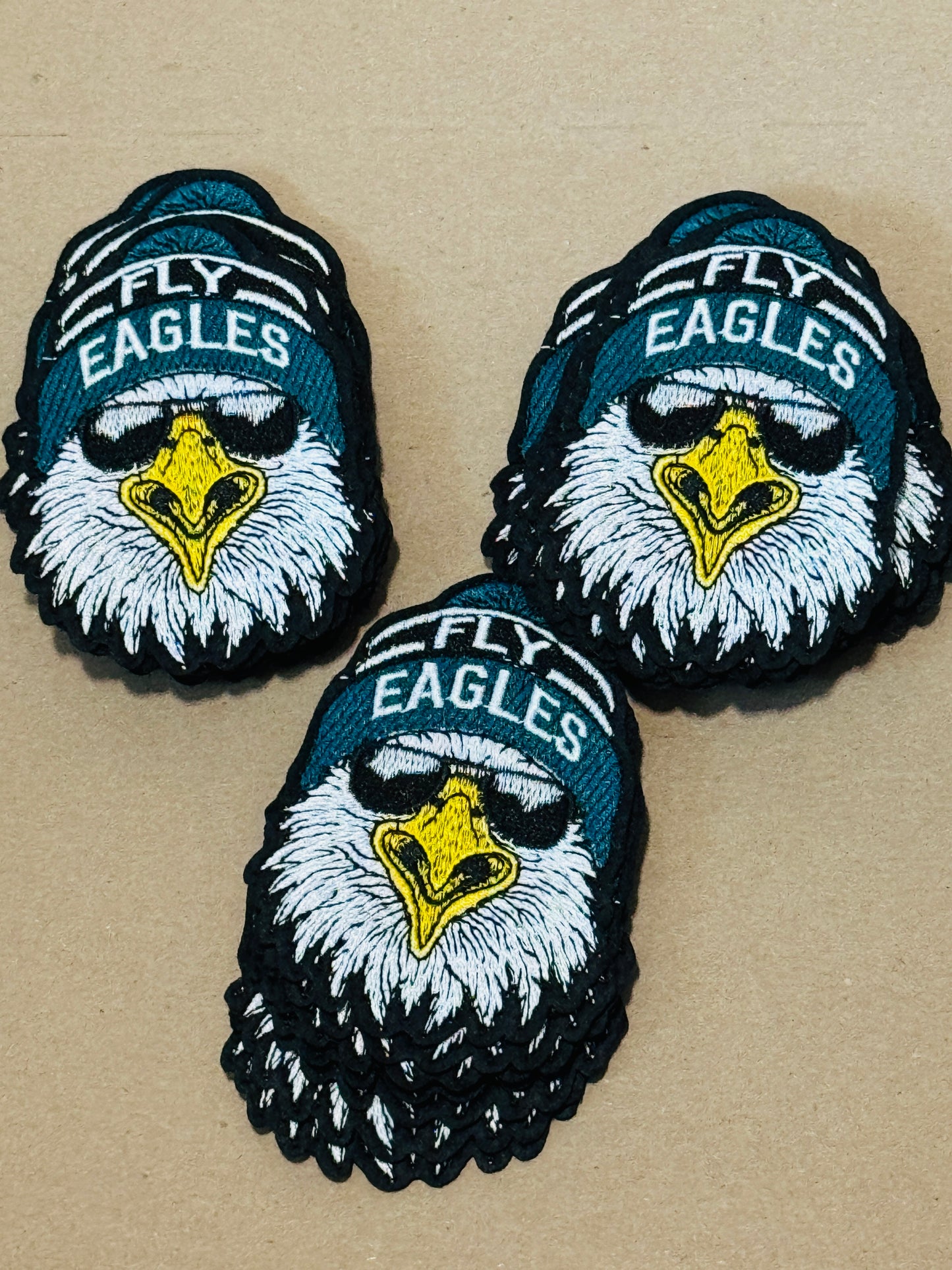 Fly Eagles Embroidery Patch: Beanie, Glasses, team mascot, school sports