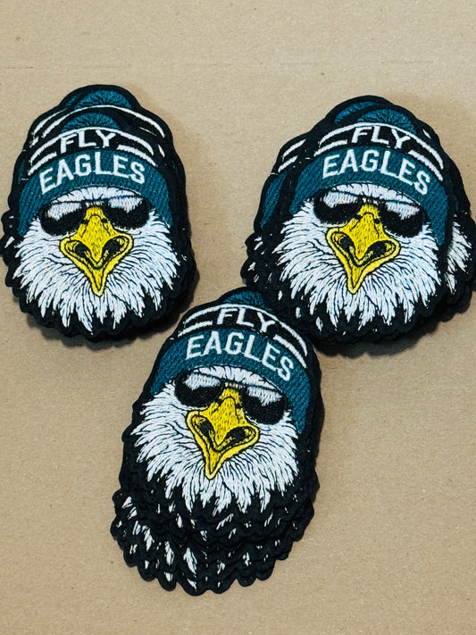 Fly Eagles Embroidery Patch: Beanie, Glasses, team mascot, school sports