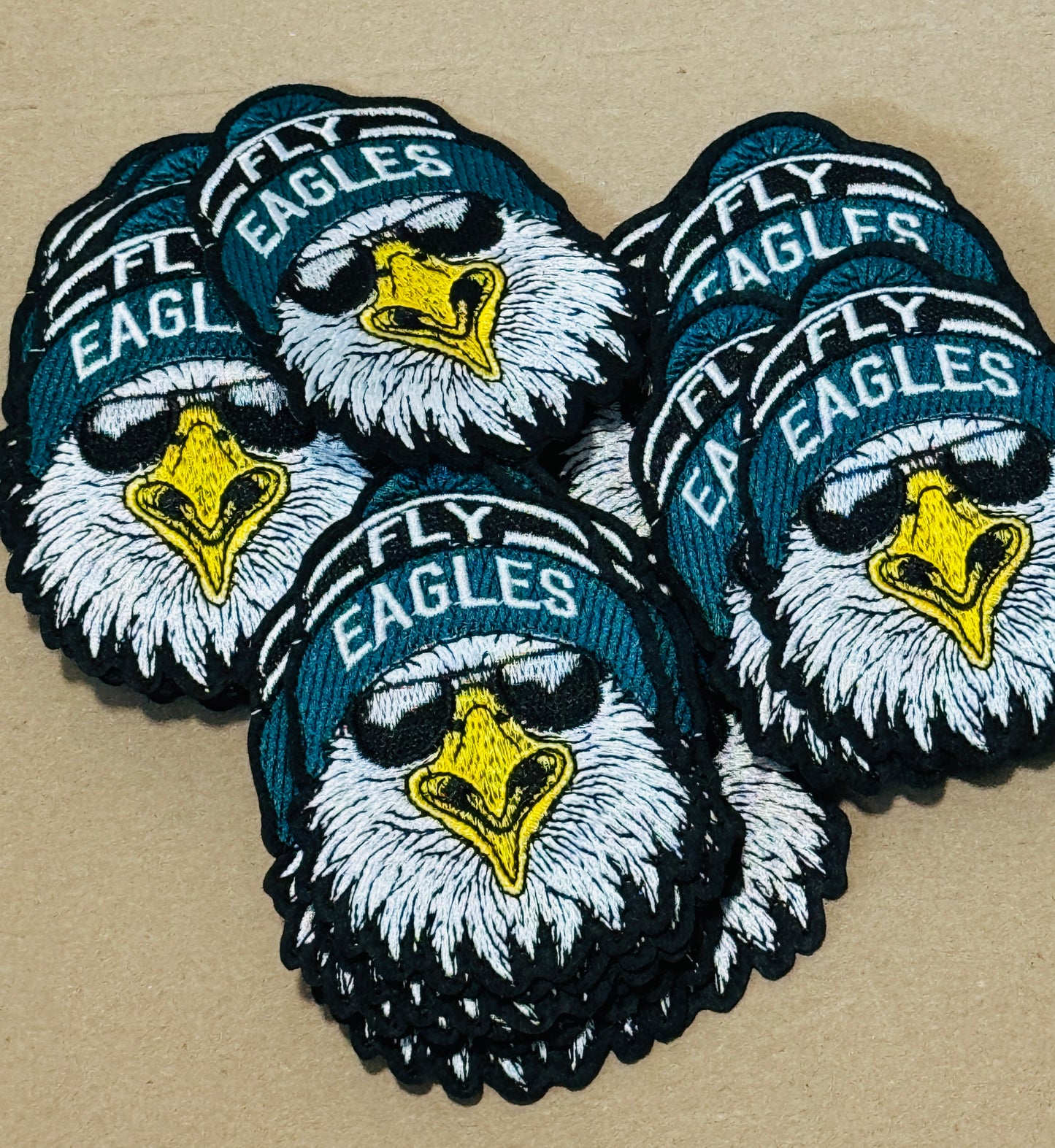 Fly Eagles Embroidery Patch: Beanie, Glasses, team mascot, school sports