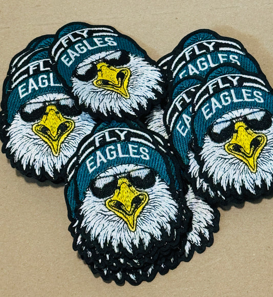 Fly Eagles Embroidery Patch: Beanie, Glasses, team mascot, school sports