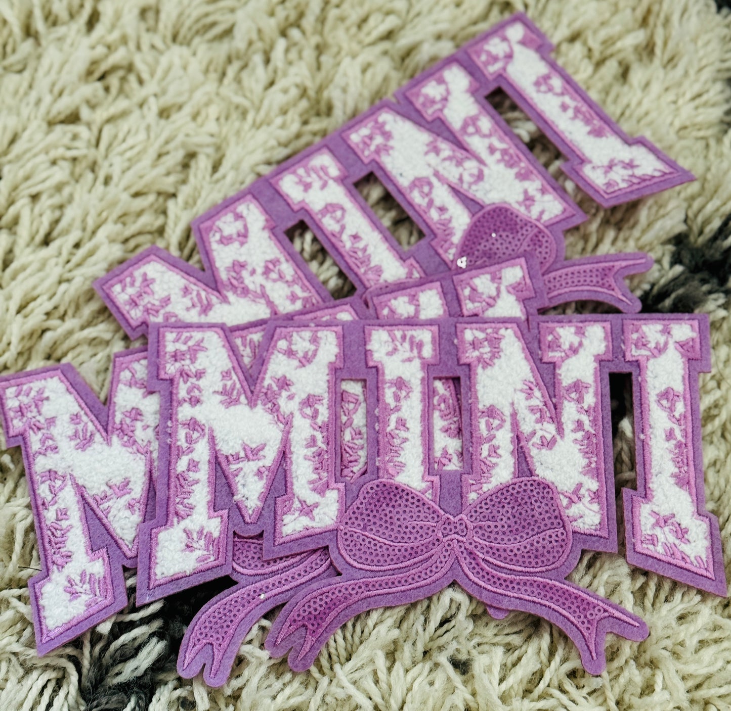 MINI Chenille embroidery Patch, sequins, coquette bow
