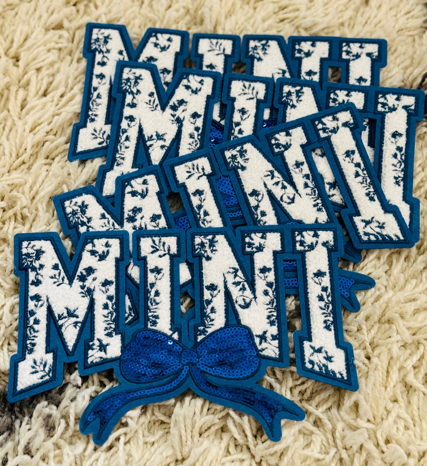 MINI Chenille embroidery Patch, sequins, coquette bow