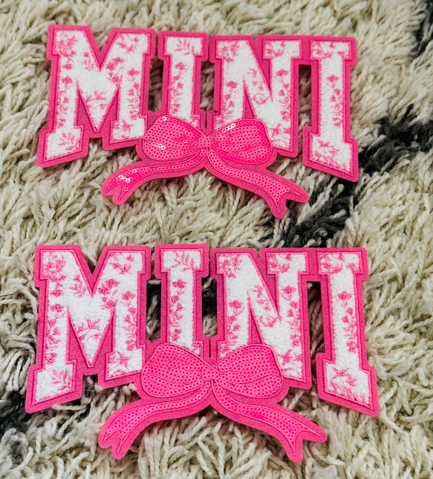 MINI Chenille embroidery Patch, sequins, coquette bow
