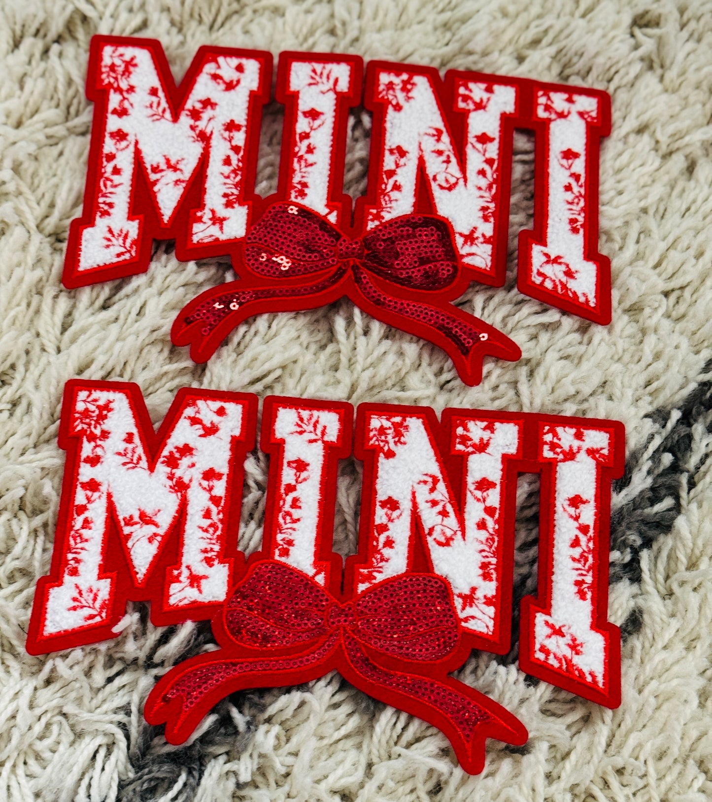 MINI Chenille embroidery Patch, sequins, coquette bow