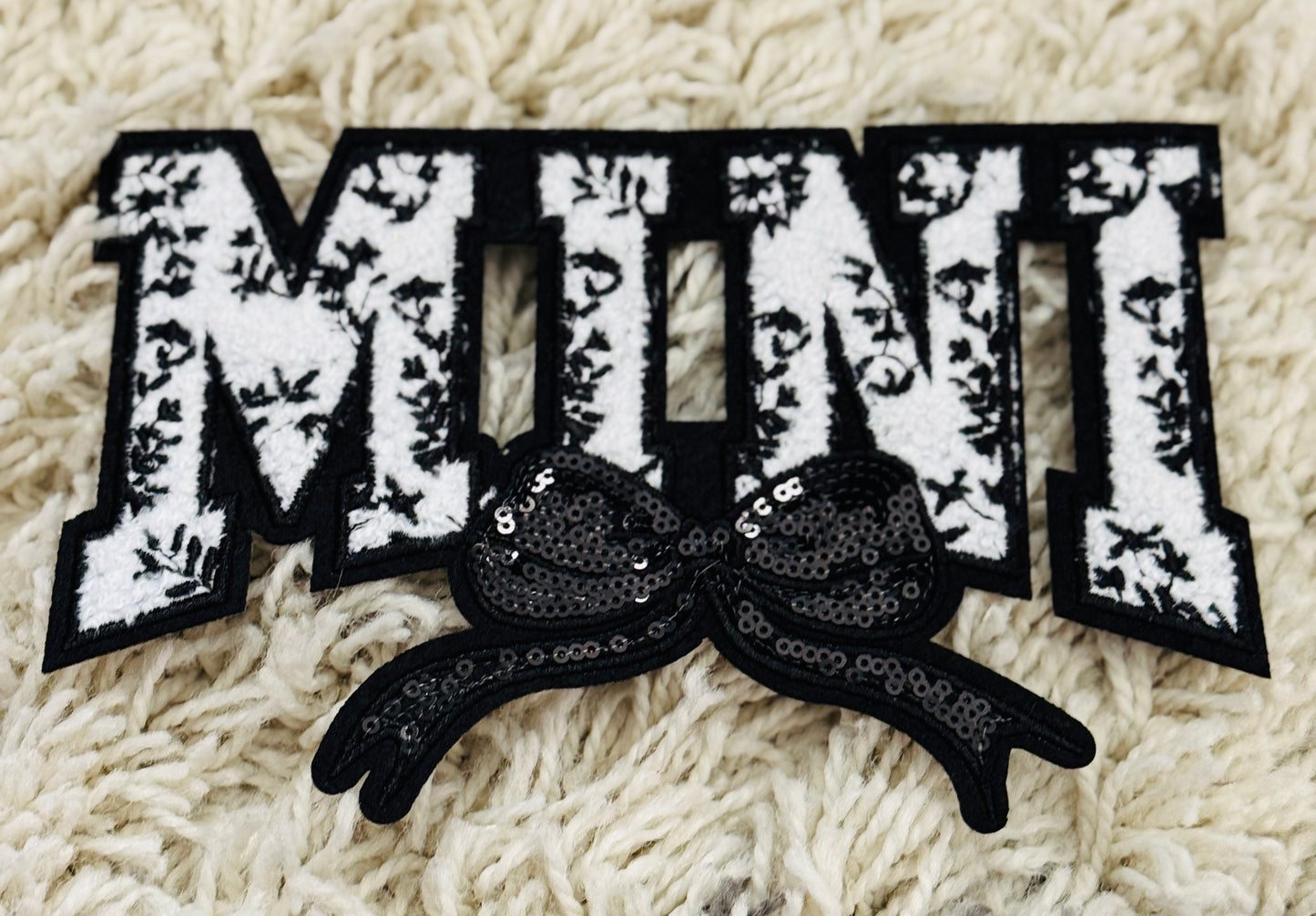 MINI Chenille embroidery Patch, sequins, coquette bow