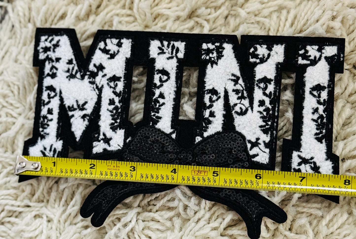 MINI Chenille embroidery Patch, sequins, coquette bow