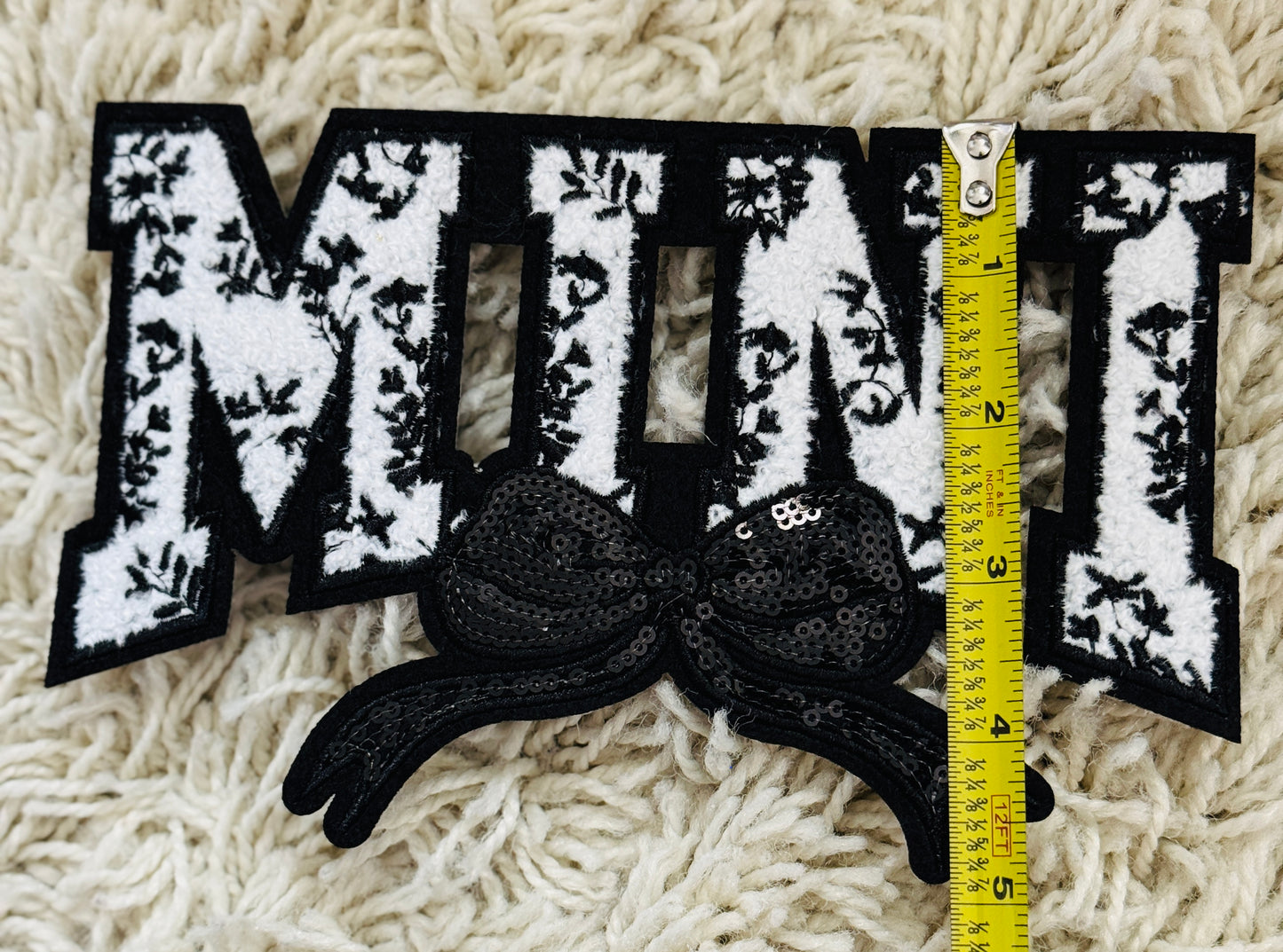 MINI Chenille embroidery Patch, sequins, coquette bow