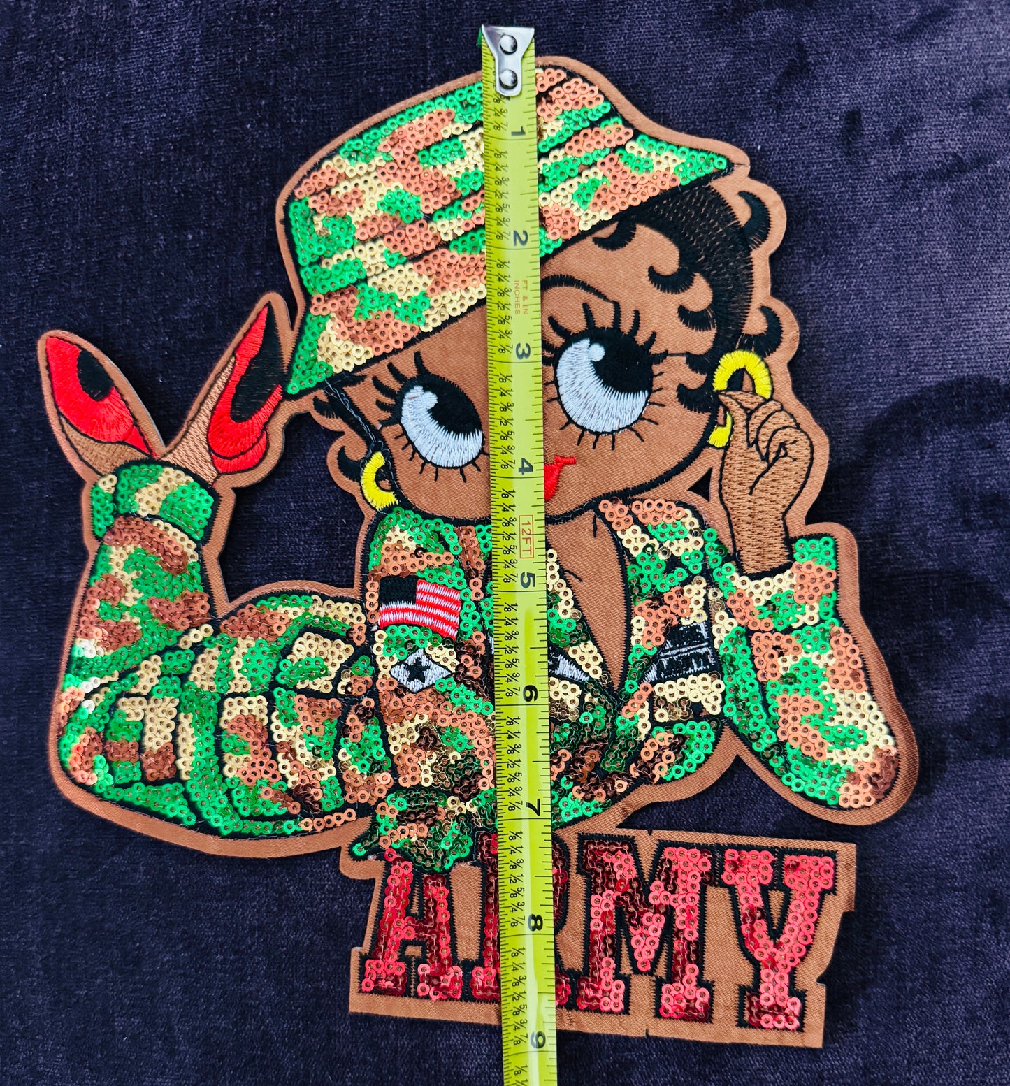 Army gal sequins embroidery patch, military, powerful, strength,