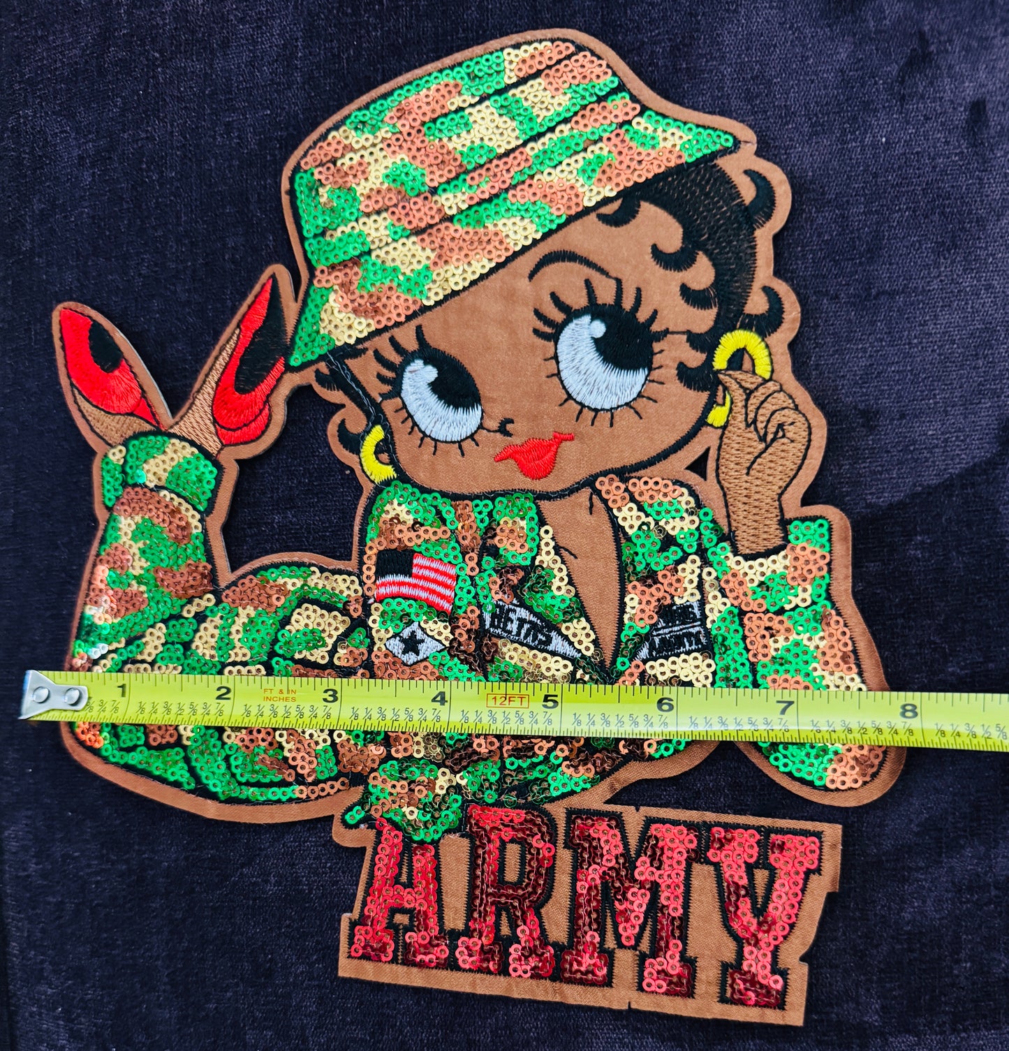Army gal sequins embroidery patch, military, powerful, strength,