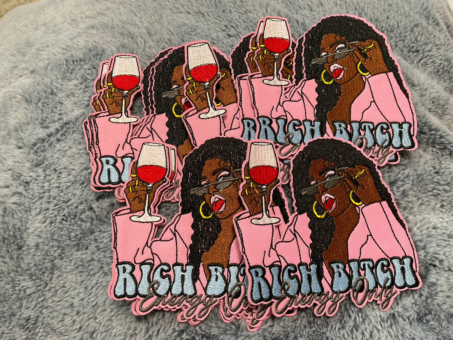 Big “B” Energy embroidery patch, humorous, wine patch