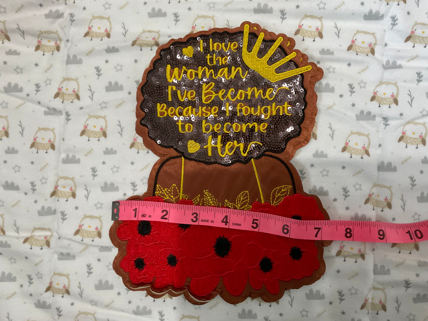 I love the woman I’ve become embroidery and sequins patch, Queen, proud, sassy