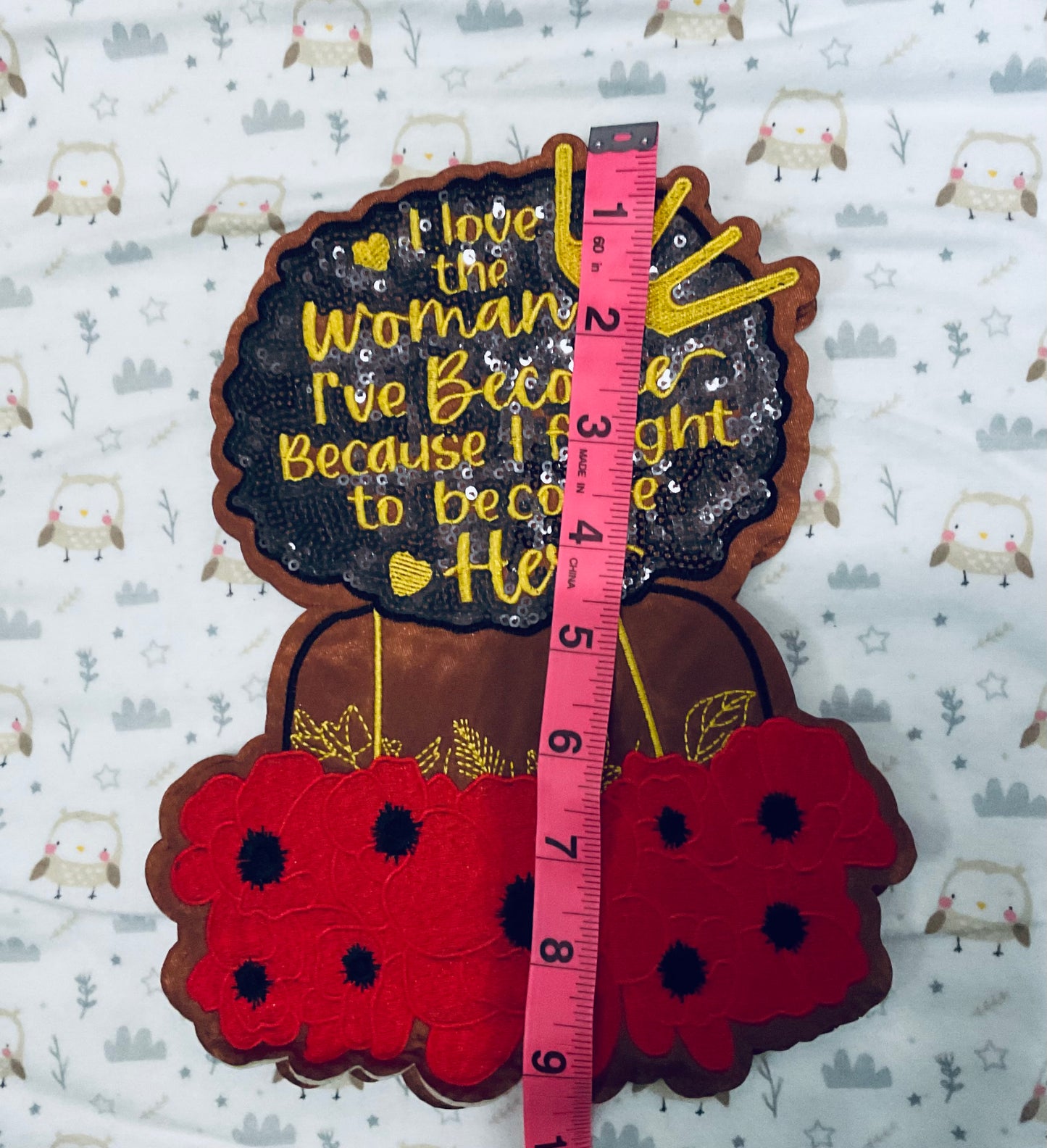I love the woman I’ve become embroidery and sequins patch, Queen, proud, sassy