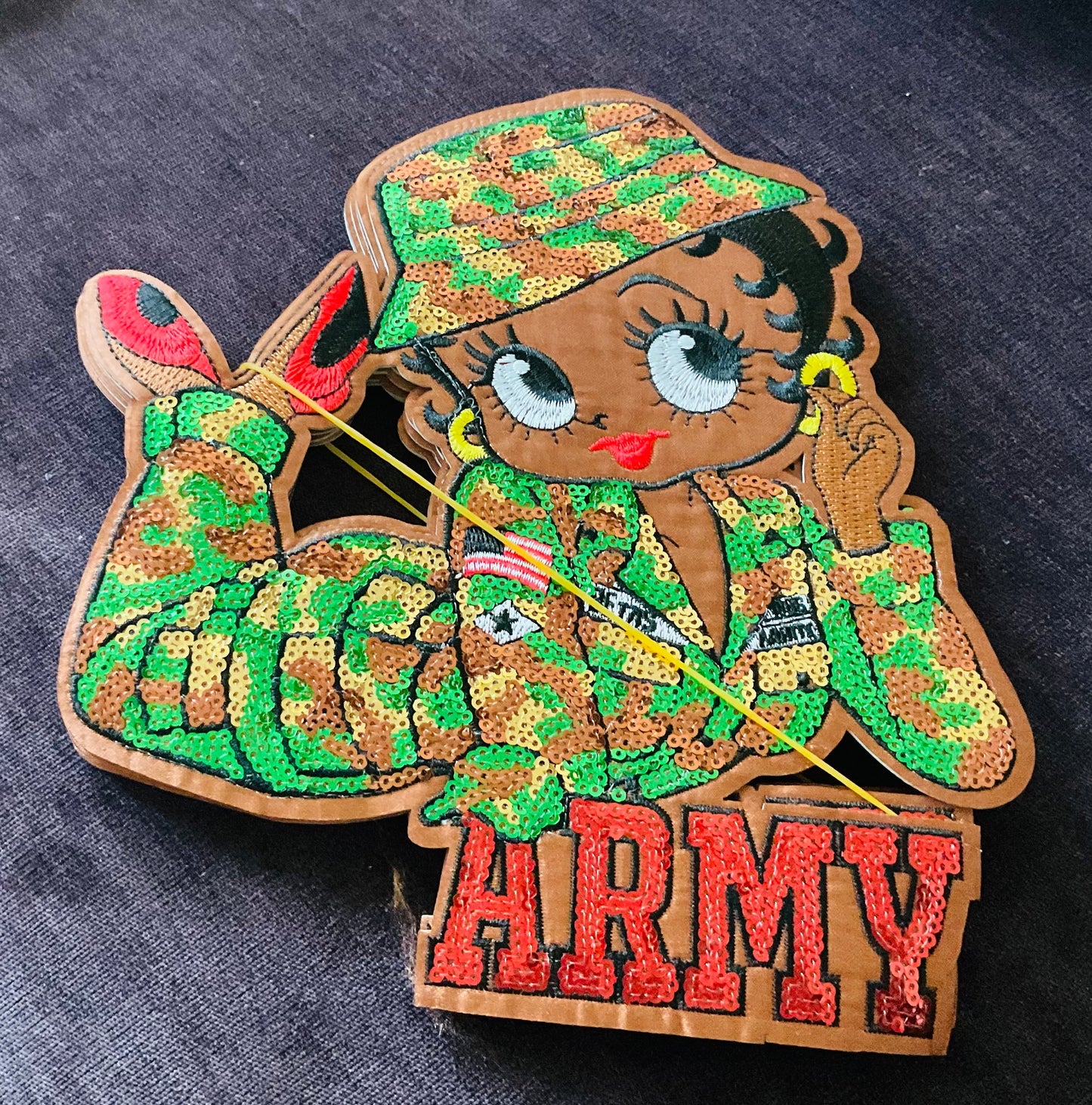 Army gal sequins embroidery patch, military, powerful, strength,