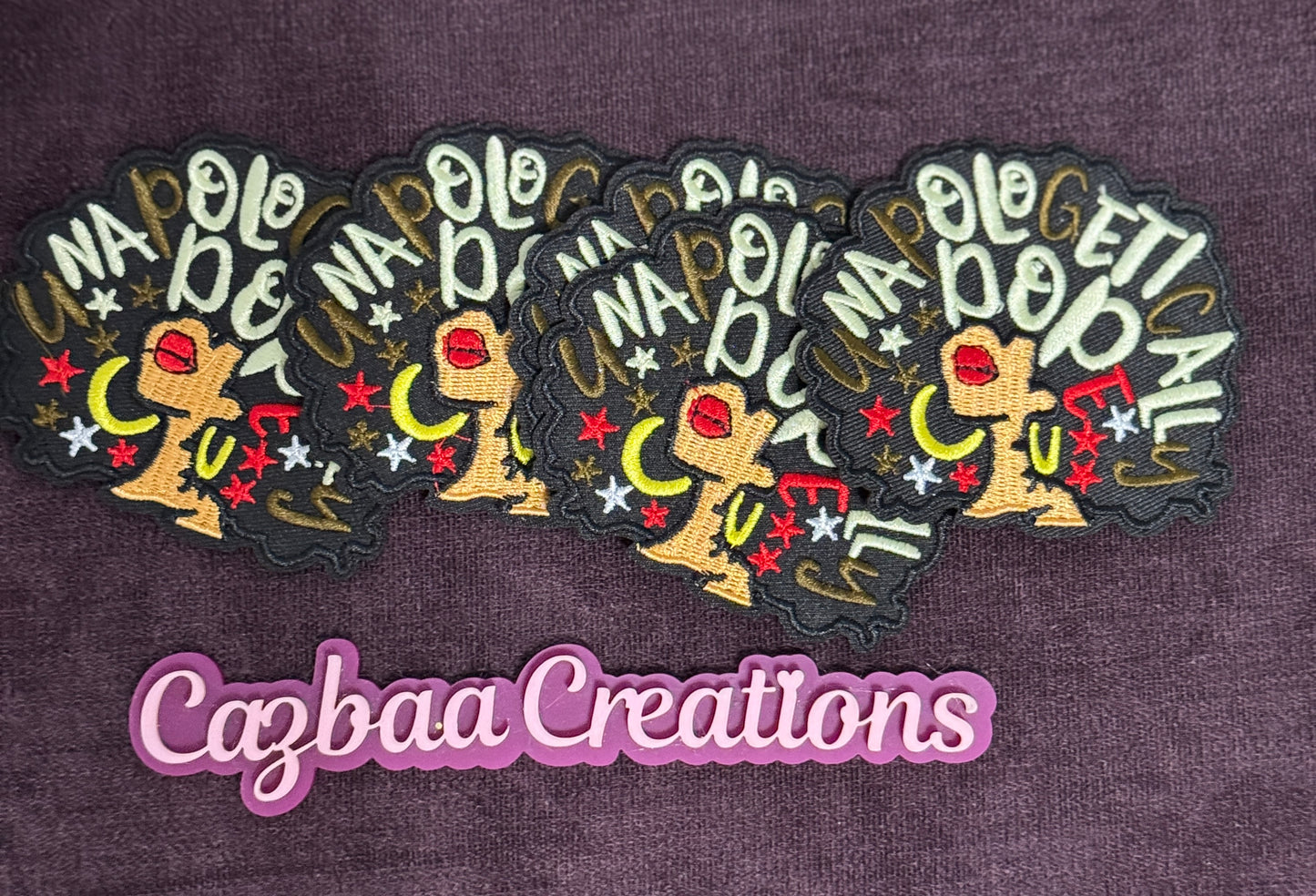 Unapologetically Afro woman embroidery patch, fun, black girl, melanated