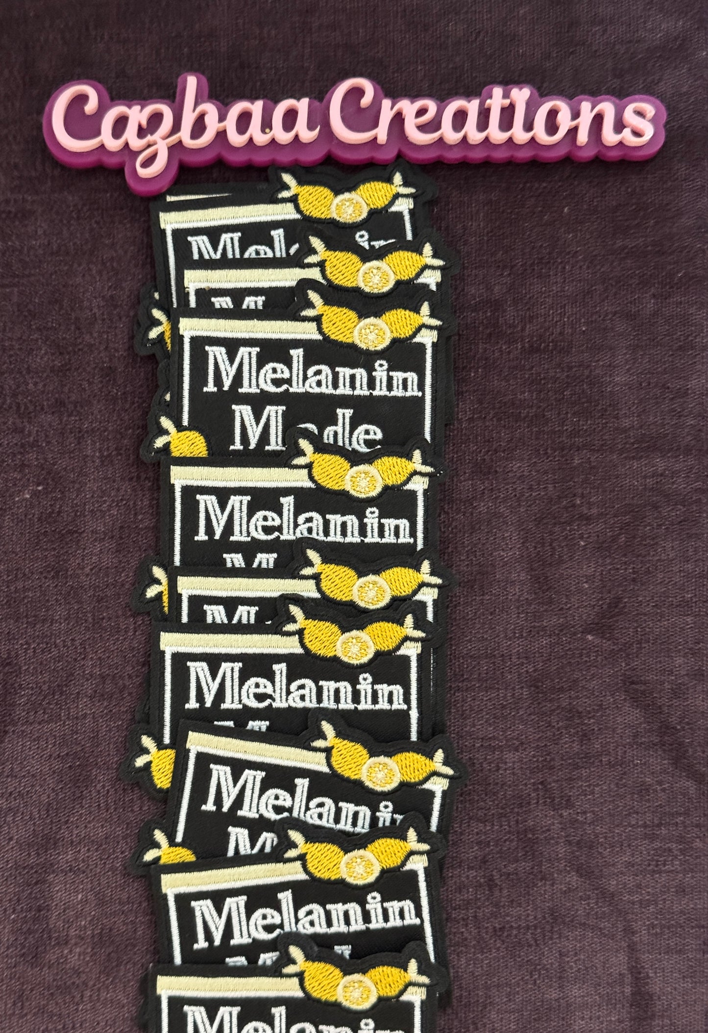 Melanin Made embroidery patch with lemons, fun, melanated