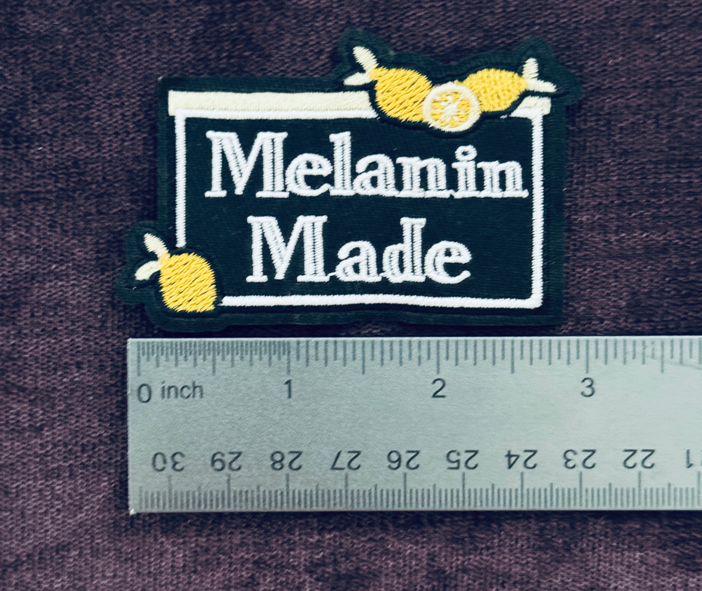 Melanin Made embroidery patch with lemons, fun, melanated