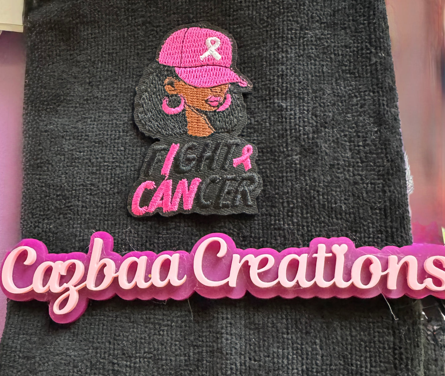Fight Cancer Girl, I can, embroidery patch, Pink Ribbon