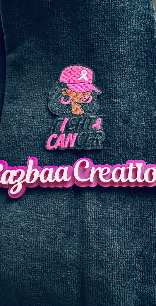 Fight Cancer Girl, I can, embroidery patch, Pink Ribbon