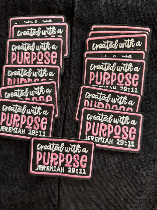 Created with a Purpose embroidery patch, Jeremiah 29:11 patch, Bible verse, Faith