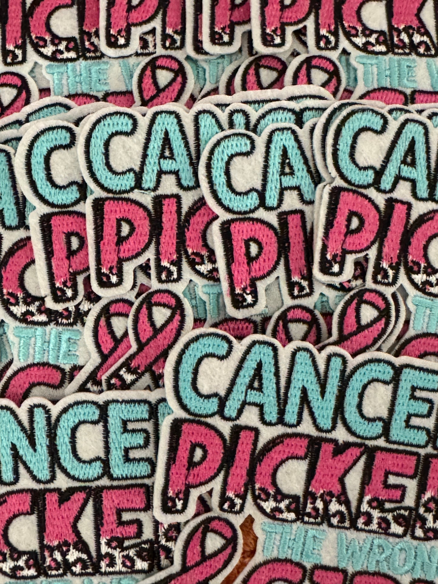 Cancer Picked the wrong Girl embroidery patch